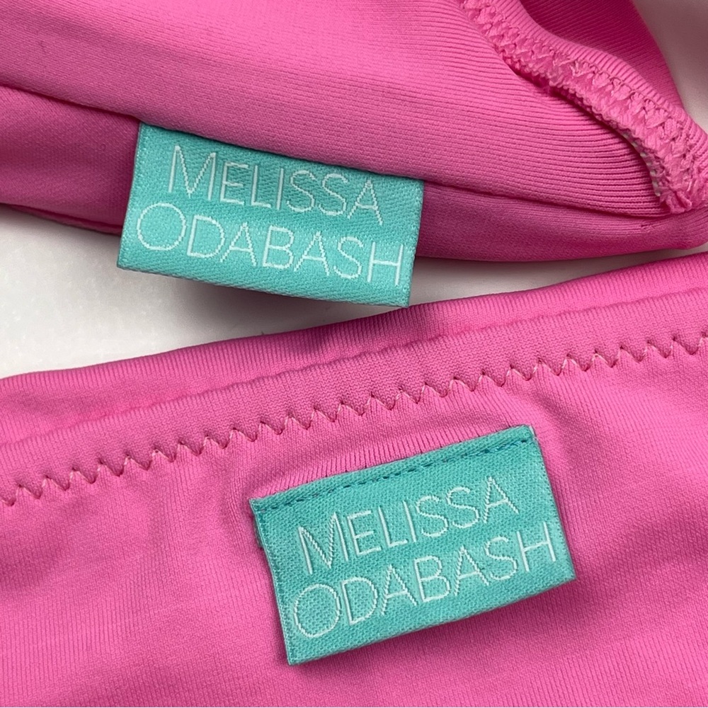 Melissa Odabash Pink Two‎ Piece Bikini Gold Accent Womens Size 8 Summer Vacation - Picture 2 of 13